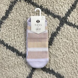 Pure Barre Lavender and Beige Grip Socks